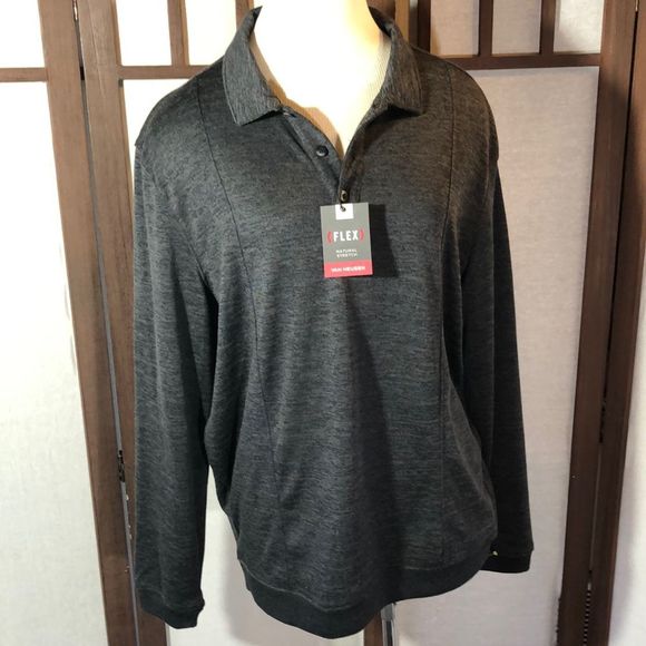 NEW Van Heusen Flex Classic Fit Large Men's Polo Shirt Long Sleeve  Grey - Picture 2 of 15